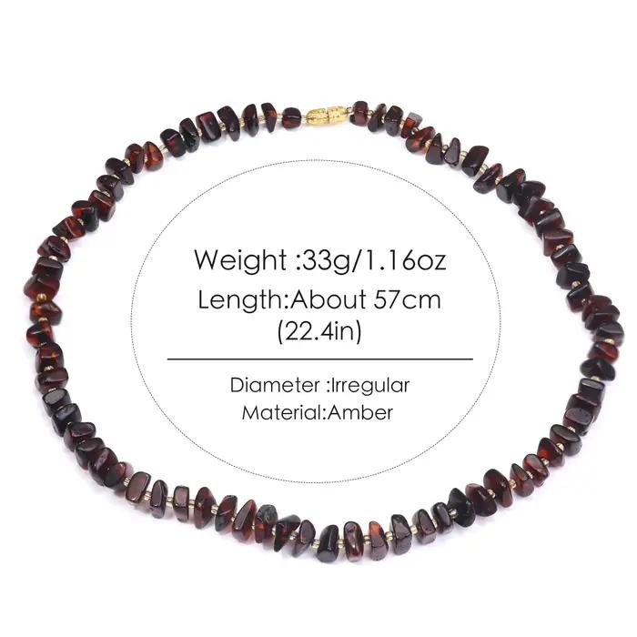 Collier de perles d'ambre irrégulières de couleur café