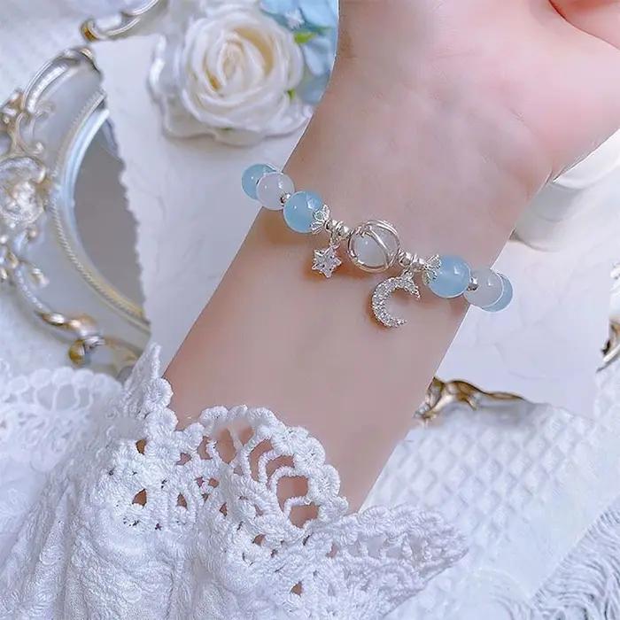Bracelet en pierre opale de couleur bleu violet pour femmes et filles