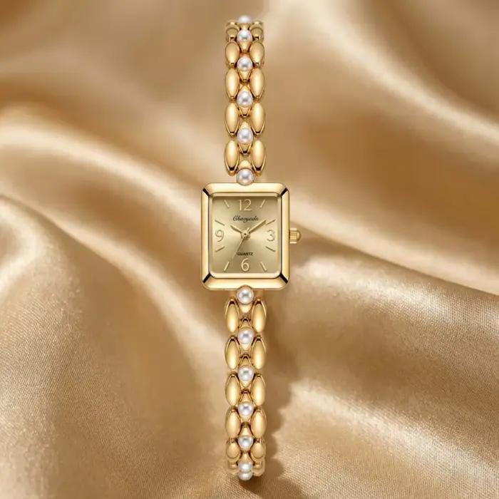 Montre de Luxe pour Femme, Montre-Bracelet Carrée à Quartz Tendance, Élégance Vintage, Montre-Bracelet pour Femme, Cadeau, Reloj de Mujer