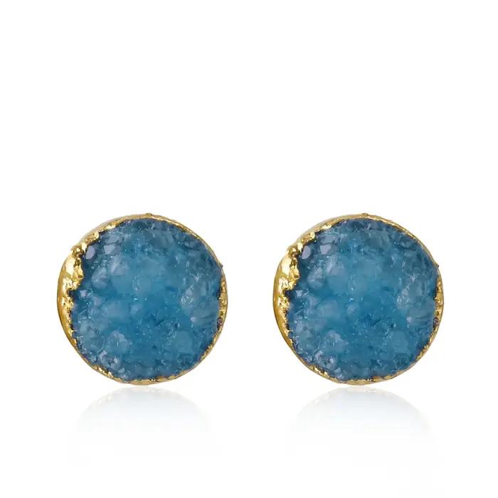 Sanshi bijoux mode boucle d'oreille cristal goujons boucles d'oreilles pour femmes hommes rond clair pierre naturelle cristal oreille bijoux accessoires
