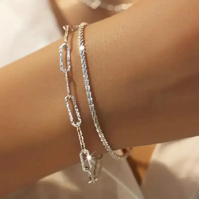 Bracelets étincelants en argent sterling 925 pour femmes