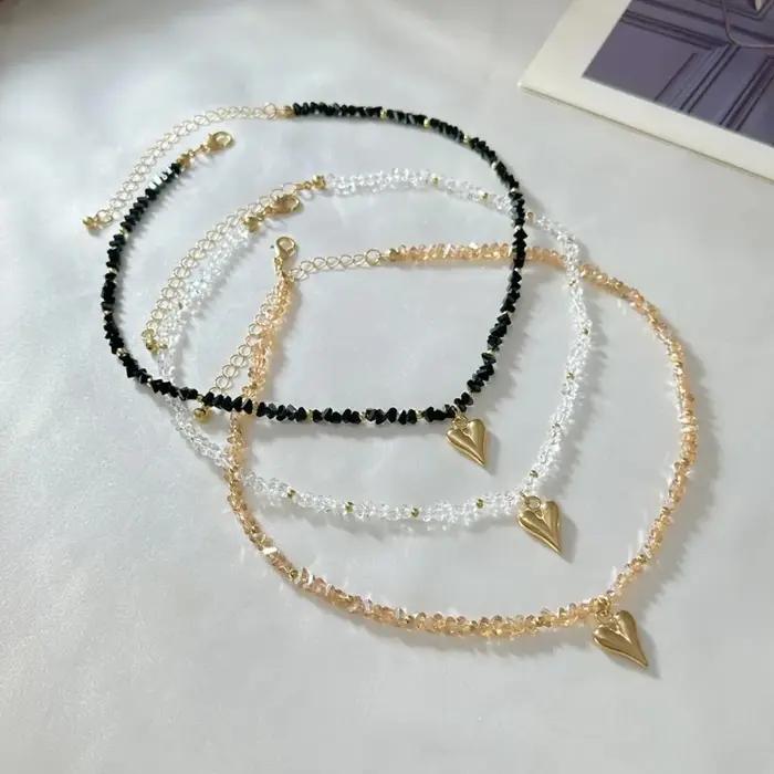Collier avec pendentif en forme de cœur pour femmes