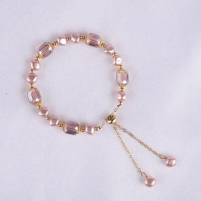 Bracelets en perles roses imitées ajustables et élégants pour femmes occasions spéciales romantiques et modernes