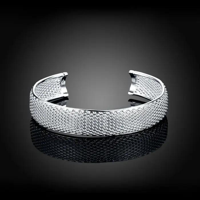 Bracelet ouvert tressé en argent Sterling 925 pour hommes et femmes
