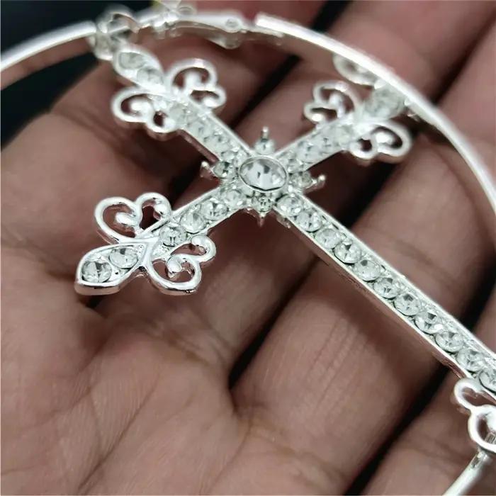 Kuguy – boucles d'oreilles rondes en forme de croix pour femmes