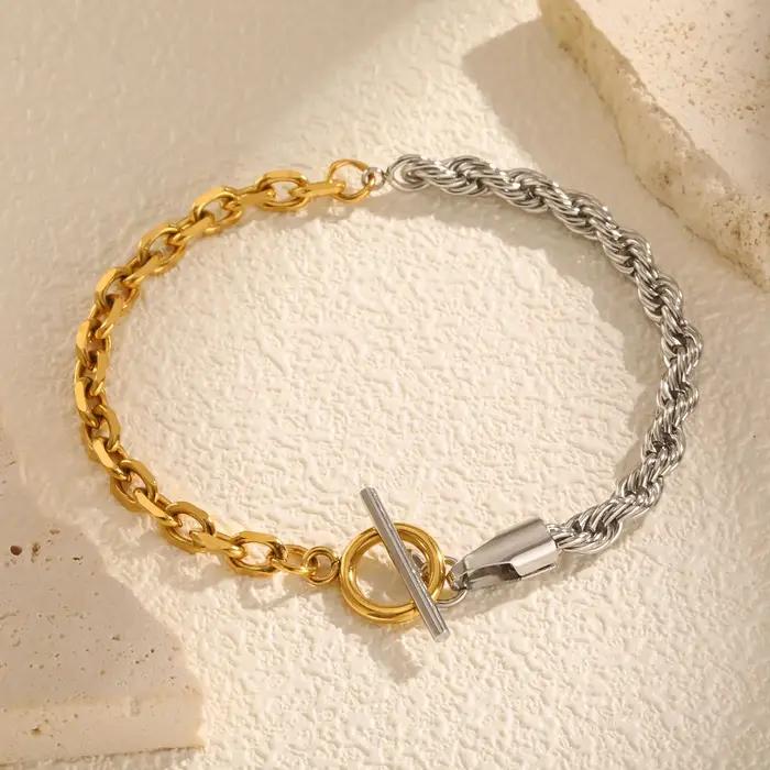Bracelet PVD Torsadé en Acier Inoxydable Pour Femmes Occasions Spéciales Style Moderne Élégant