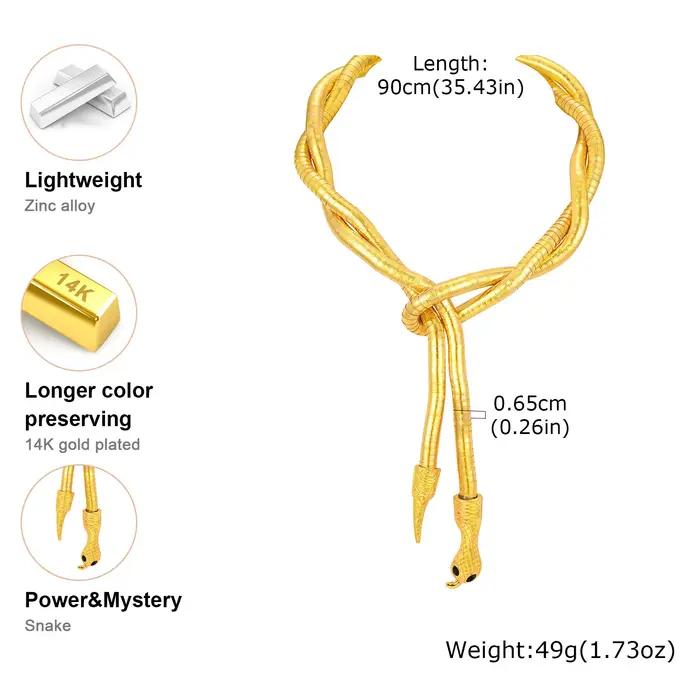 Collier serpent en métal doré pour femmes, style punk et multicouche, cadeau idéal pour les occasions spéciales comme l'anniversaire, la fête des mères et plus encore