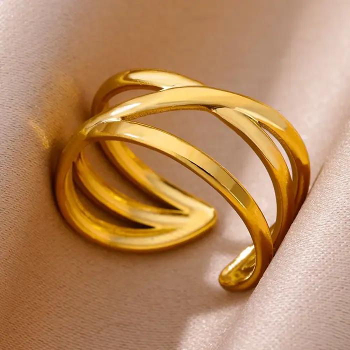 Bague de cocktail en acier inoxydable 316L pour femmes avec réglage de tension pour toutes les occasions élégantes et spéciales