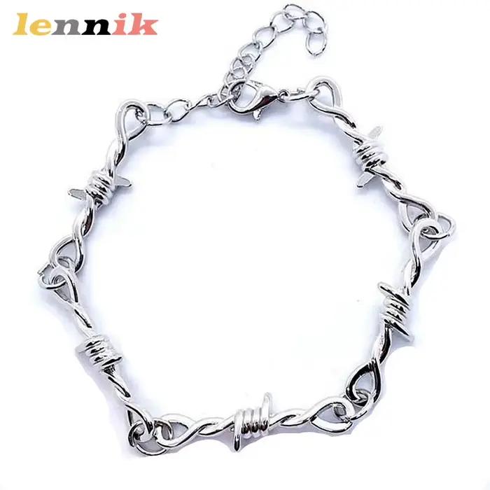 Bijoux LENNIK, collier chaîne en fil barbelé de style gothique punk hip-hop
