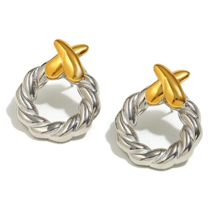 E.B.belle – boucles d'oreilles en pierre d'agate noire pliée irrégulière