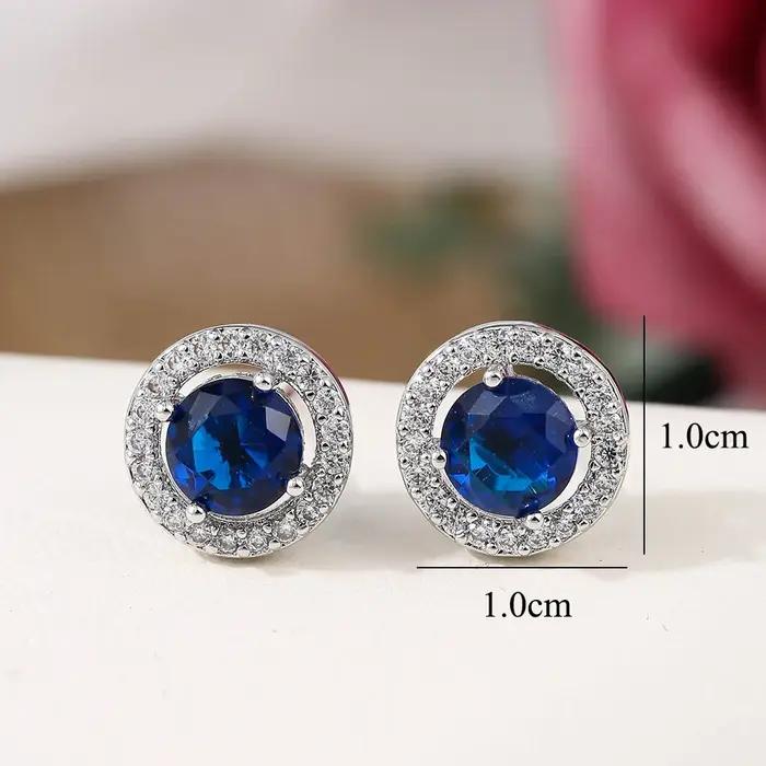 Boucles d'oreilles rondes en pierre bleu Royal