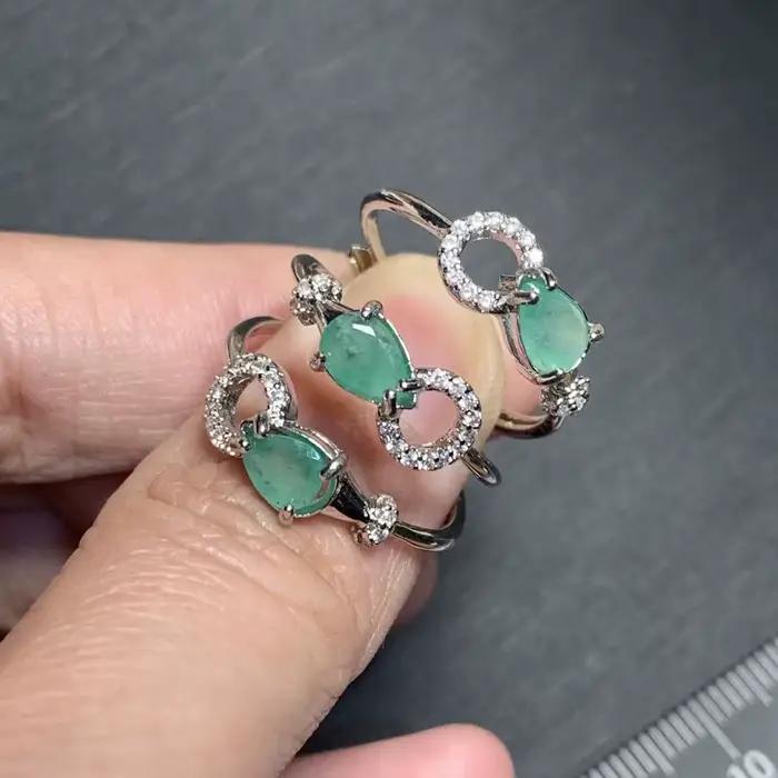 Bague en émeraude naturelle de plusieurs styles, ajustable, classique, pour femme, bijoux, cadeau, v