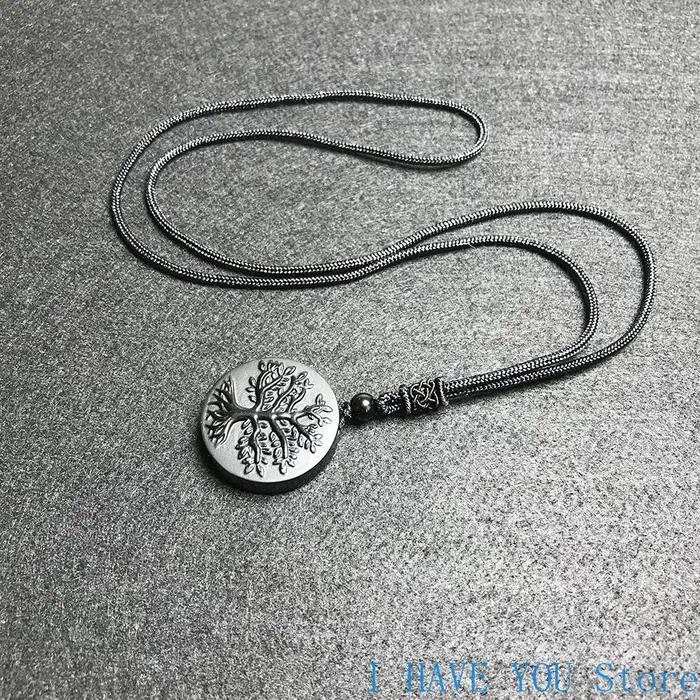 Collier arbre de vie en obsidienne véritable naturelle