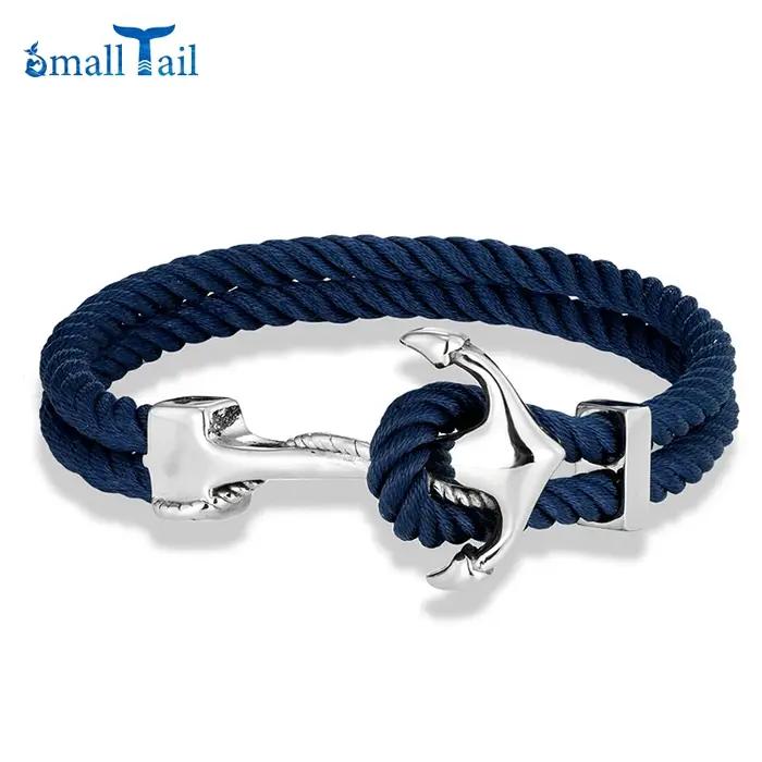 Bracelet Ancre de Style Marine pour Hommes et Femmes Corde Multicouche Tissée à la Main Bijoux en Acier Inoxydable Noir Occasions Spéciales Aventuriers de la Mer