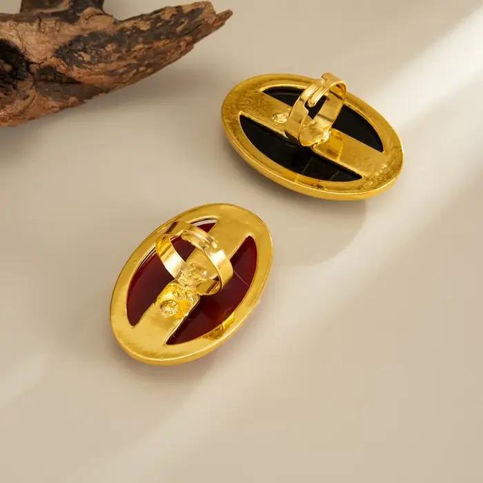 Anneau en résine ovale rouge géométrique classique pour femmes style féminin bijou mode occasions quotidiennes sorties chic