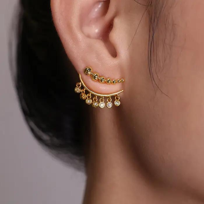 ANENJERY perles glands incrusté Zircon boucles d'oreilles pour les femmes mode personnalité bijoux cadeaux en gros fête