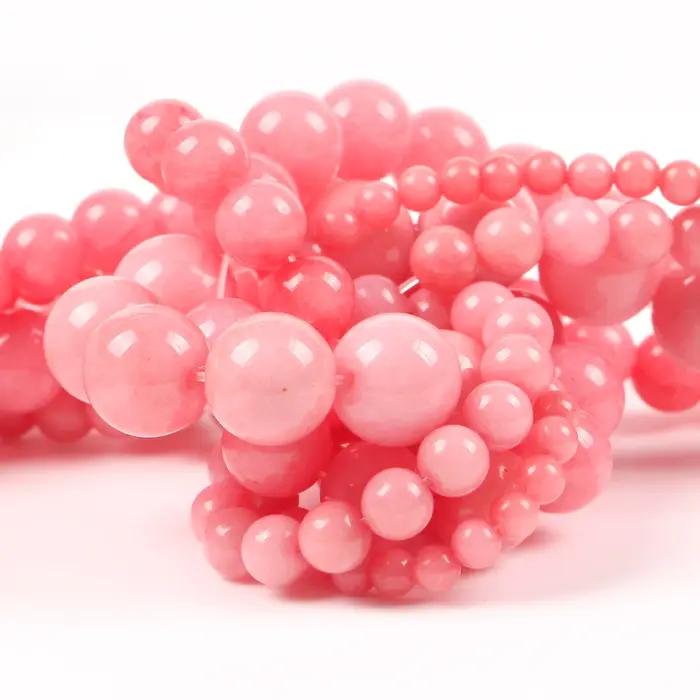 Perles rondes en Rhodonite rouge naturelle