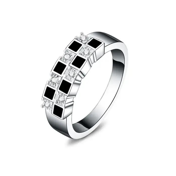 Charme Argent Sterling 925 Zircon Noir 7-10 # Bague pour femmes