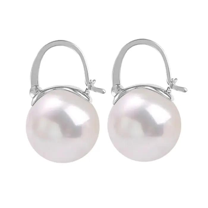 Boucles d'oreilles en argent Sterling 925, perle blanche, or 18 carats, bijoux de fête de fiançaille