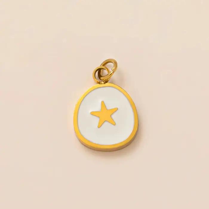 Yori 3 pièces étoile lune arc-en-ciel soleil pendentif en acier inoxydable plaqué or 18 carats pour