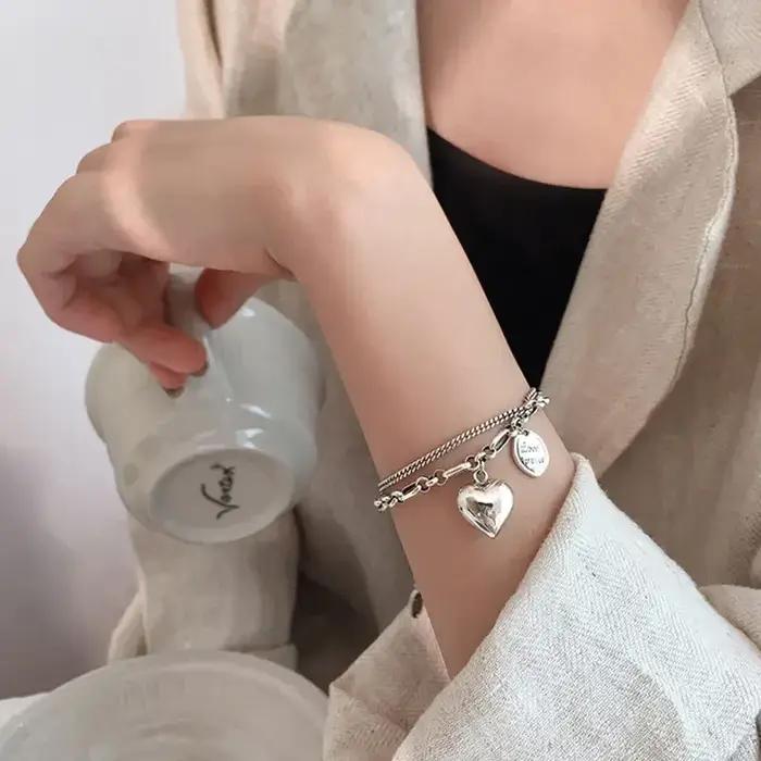 Bracelet Double couche en argent Sterling 925 pour femme