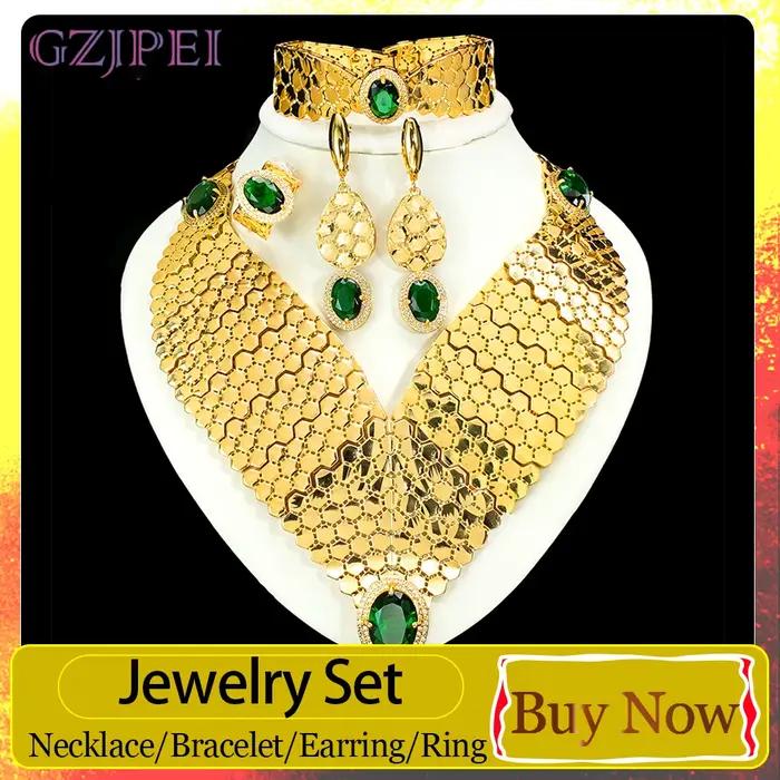 GZJPEI 2026 Nouvel ensemble de bijoux en zircon vert