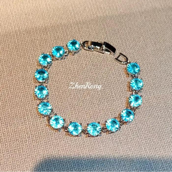 Bracelet en argent sterling 925 serti de zircone cubique violette pour femmes occasions spéciales parties soirée élégante