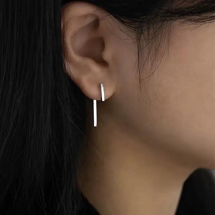 Nouveau S925 argent mode Simple T barre goutte boucle d'oreille pour les femmes géométrique oreille veste boucles d'oreilles cadeaux de fête de mariage bijoux fins