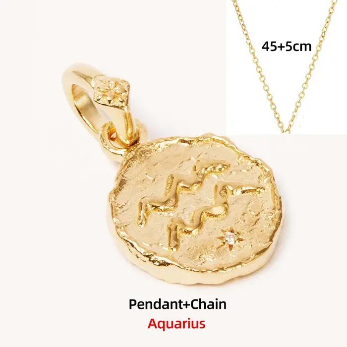 Collier Pendentif Géométrique Signes Astrologiques 12 Constellations en Acier Inoxydable pour Femme