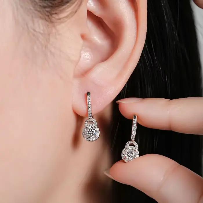 IOGOU luxe S925 argent 5mm 0.5ct Moissanite boucles d'oreilles pour les femmes réel