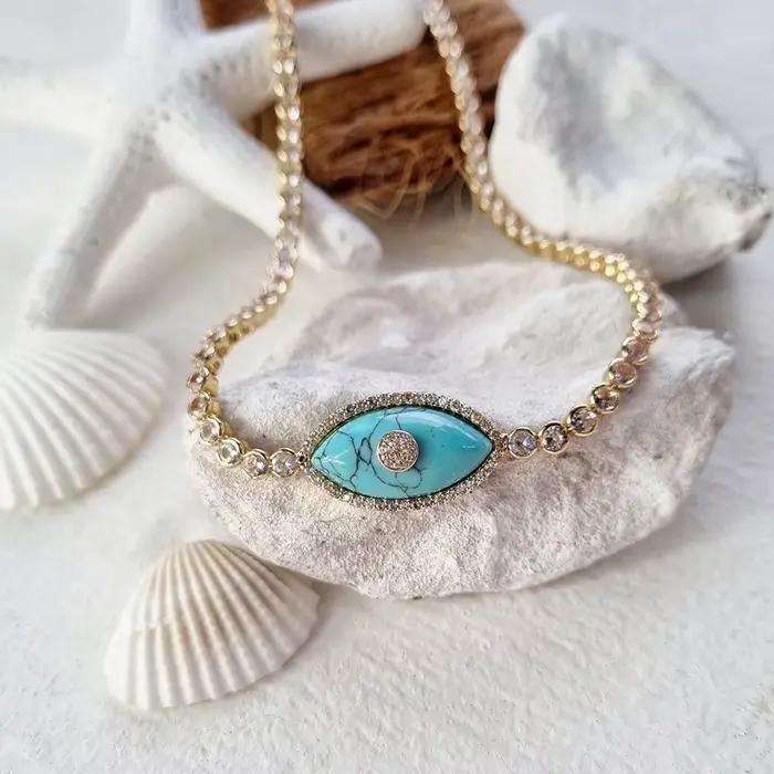 Collier de clavicule en biscuits de luxe gothique avec opale et turquoise pour femmes occasions spéciales partis et anniversaires