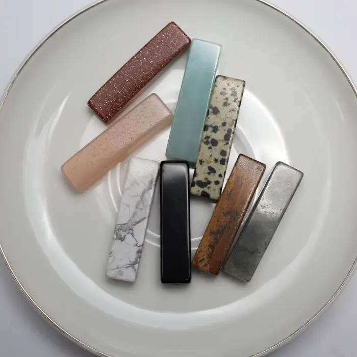 Perle rectangulaire en pierre semi-précieuse naturelle