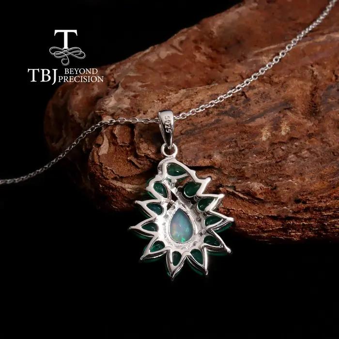 Collier pendentif en agate verte naturelle de luxe 2026 avec opale