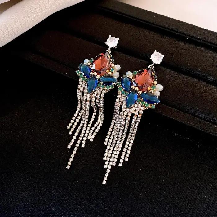 Boucles d'oreilles à pampilles en Zircon pour femmes, Style ethnique rétro, légères, de luxe, haut d