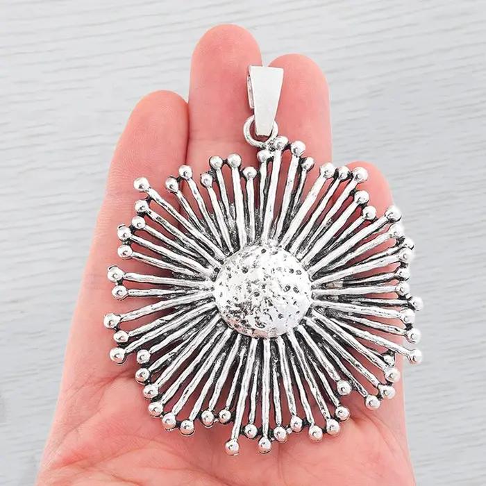 Grand pendentif tournesol couleur or mat, breloque exquise pour bricolage, collier Boho, boucle d'or