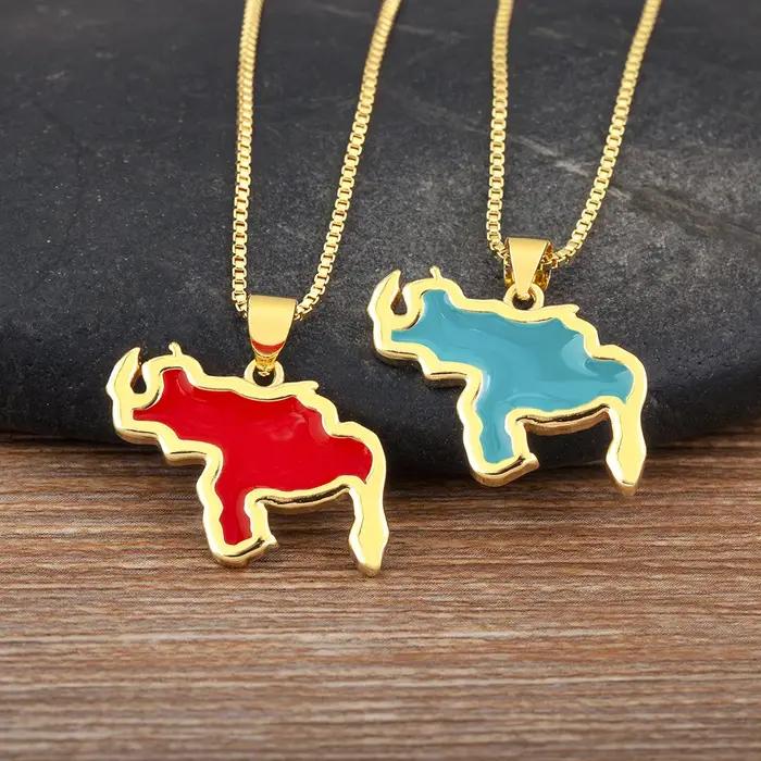 Nidin haute qualité Venezuela carte pendentif collier charme cou bijoux pour femmes hommes mode mignon chaîne 4 couleurs tour de cou cadeau