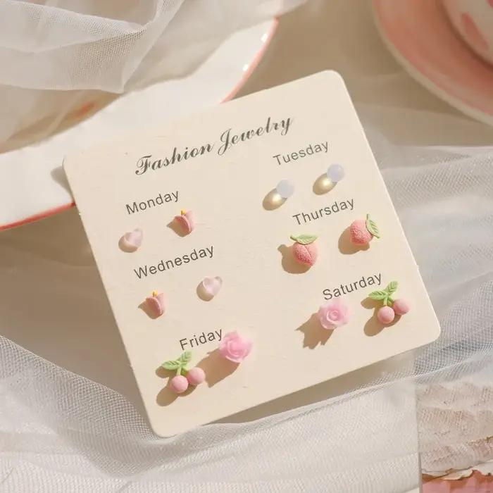 Boucles d'oreilles roses simples style Vitality Girl