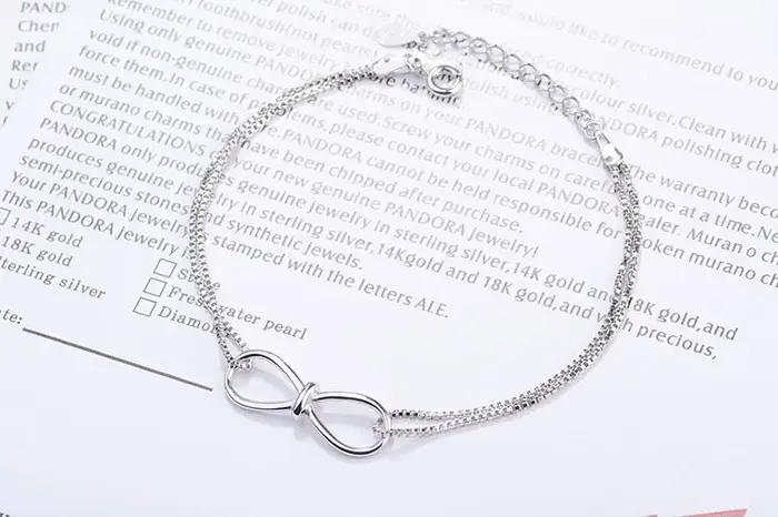 Bracelets infini en argent Sterling 925 pour femmes
