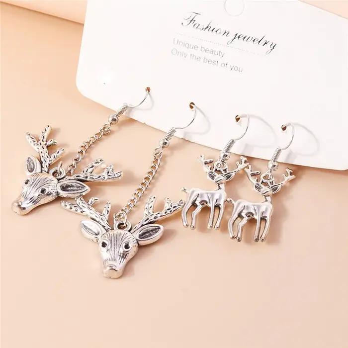 Boucles d'oreilles en métal couleur argent Aihua