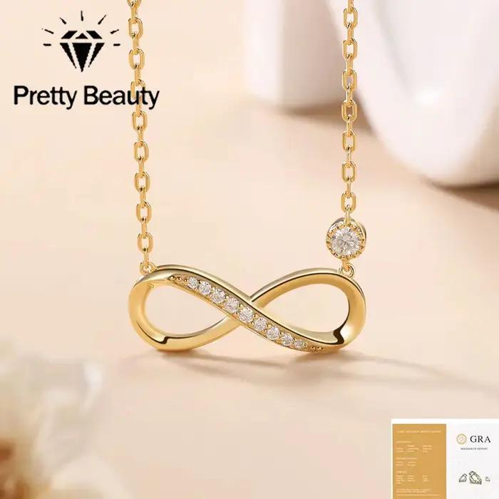 Collier Infinity en Argent 925 avec Moissanite Pretty Beauty pour Femme