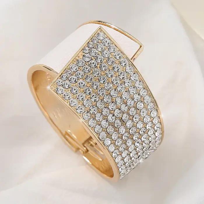 Nouveau bracelet élastique en alliage de cuir incrusté de diamants pour femmes