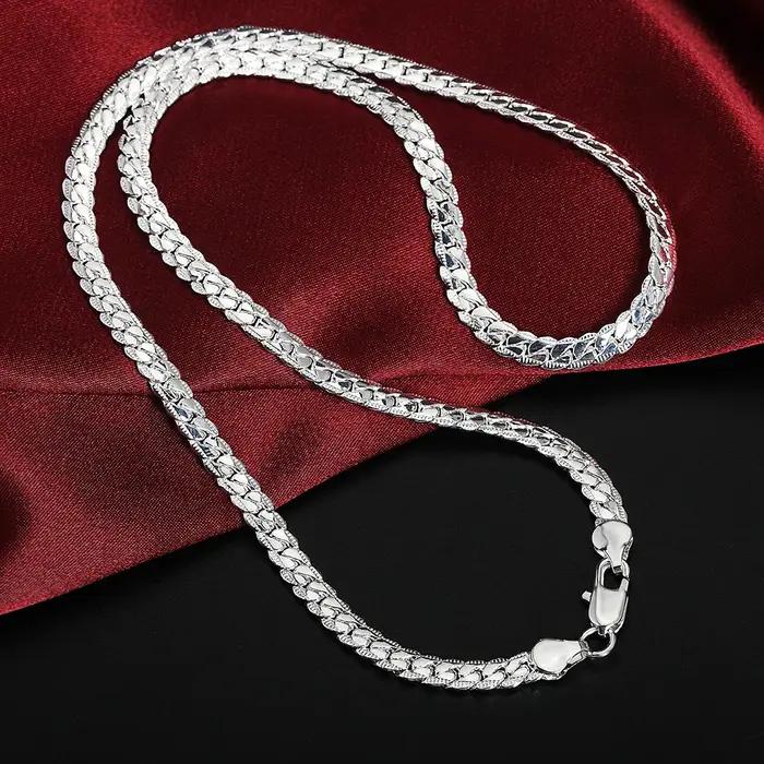 20-60 cm 6mm couleur argent marque de luxe design noble collier chaîne pour femme hommes mode mariage fiançailles bijoux