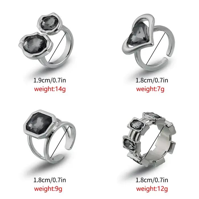 Bague réglable en forme de cœur géométrique irrégulier
