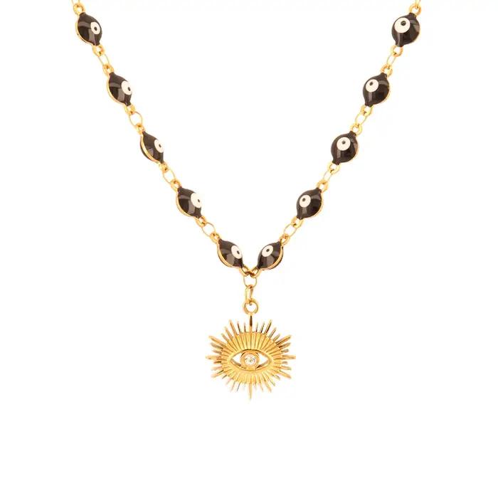 Collier à breloques mauvais œil de couleur bleue pour femmes et hommes