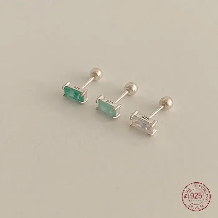 Boucles d'oreilles géométriques carrées en argent regardé 925 pour femmes