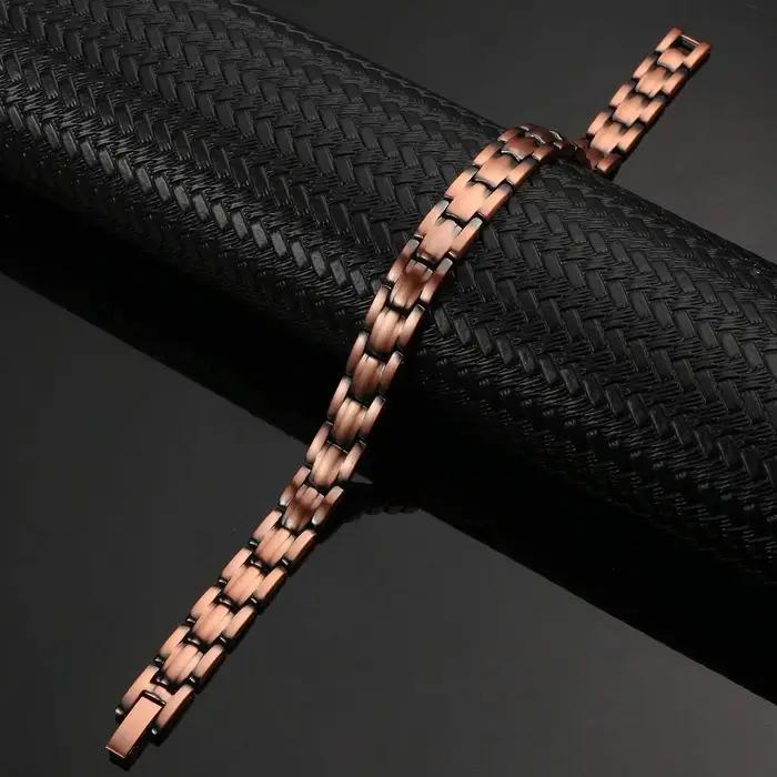 ARADOO 99.99% Bracelet en cuivre pur pour hommes femmes Double rangée thérapie magnétique lien Bracelets bijoux cadeaux