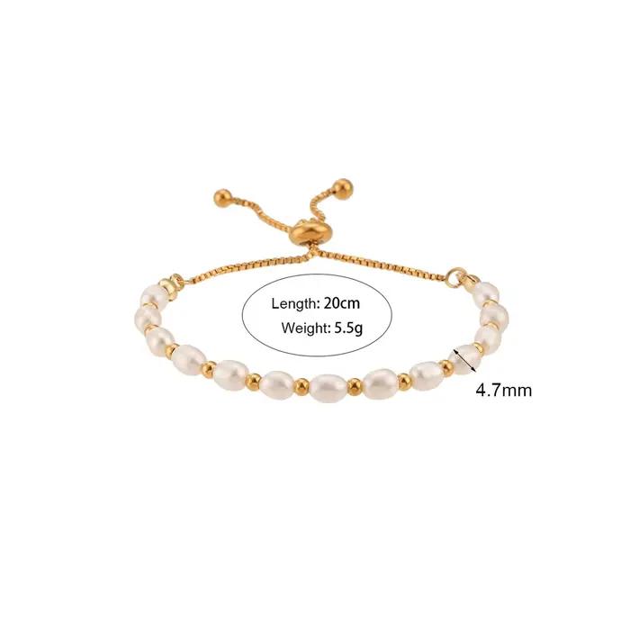 Bracelet en perles d'eau douce or et chaîne en acier inoxydable pour femmes élégantes occasions spéciales