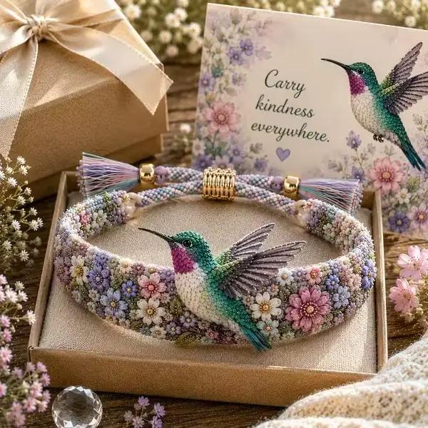 Bracelet tressé ajustable avec broderie bohème