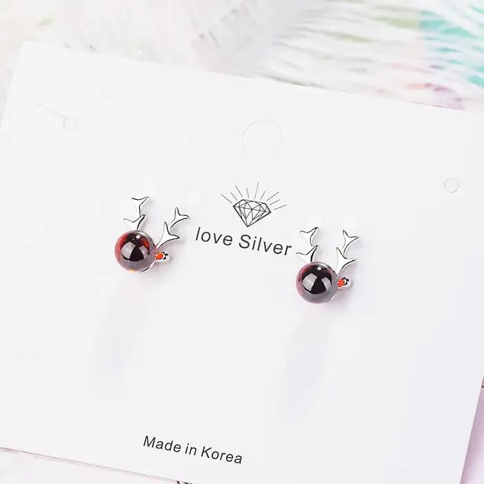 Boucles d'oreilles en forme de cerf de noël pour femmes