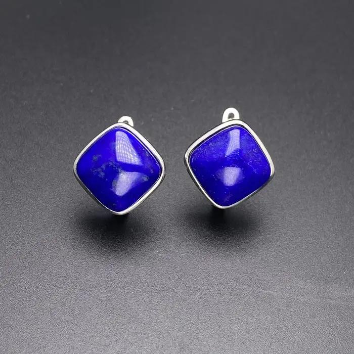 Boucle d'oreille Larimar naturelle élégante en argent Sterling 925